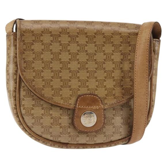 CELINE Macadam Canvas Shoulder Bag Pvc Beige Gold - Picture 1 of 12